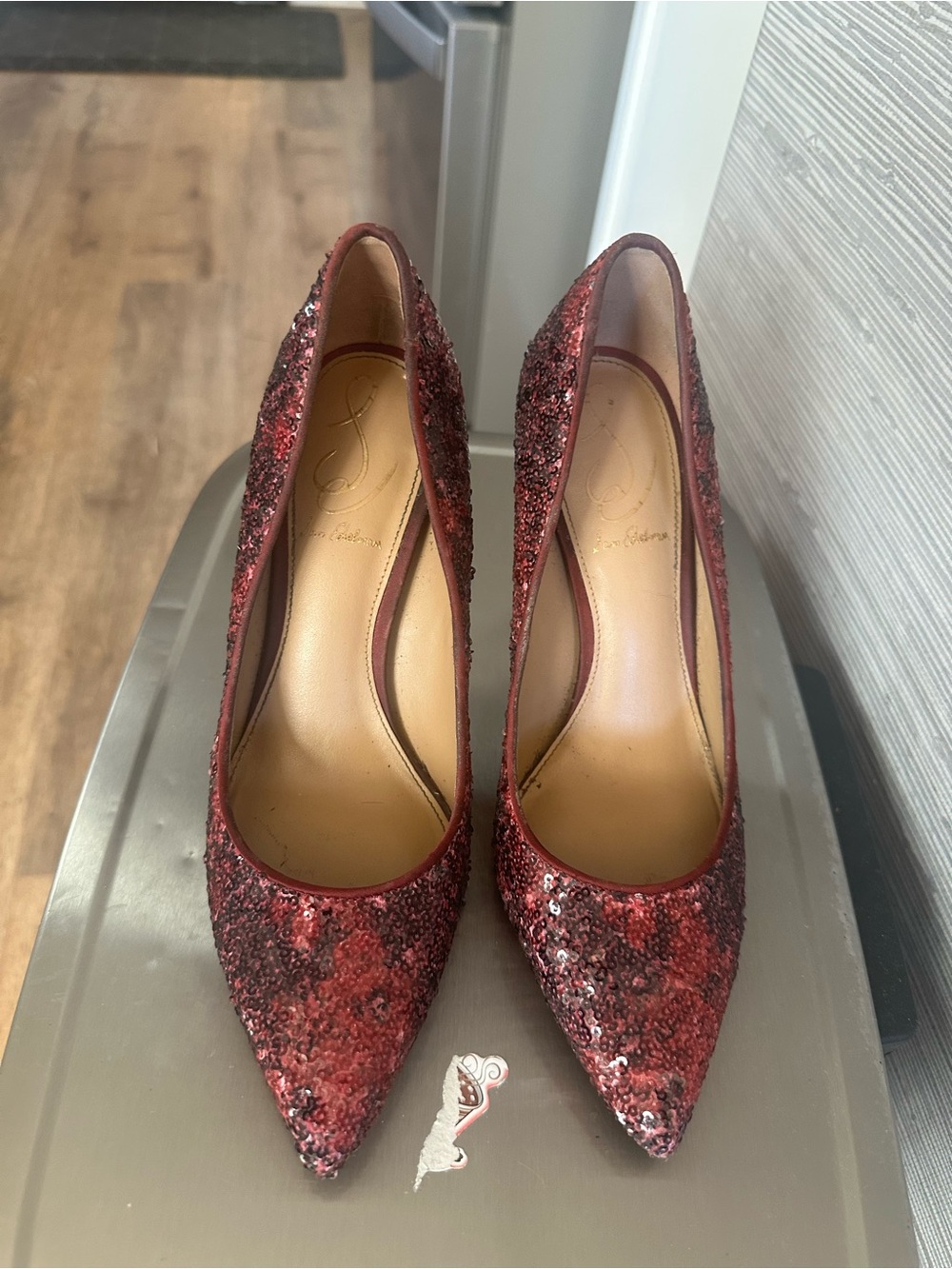 Sam Edelman Red Sequin Pointed-Toe Pumps